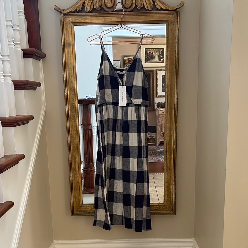 Christy Dawn Navy Checkered Midi Dress